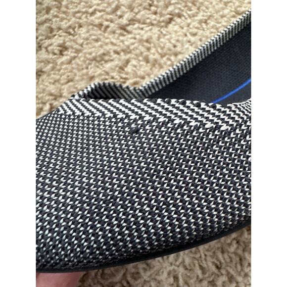 Rothy's Round Toe Birdseye Flat Shoes Knit Black White Blue Trim Women's Size 9 - Picture 8 of 8